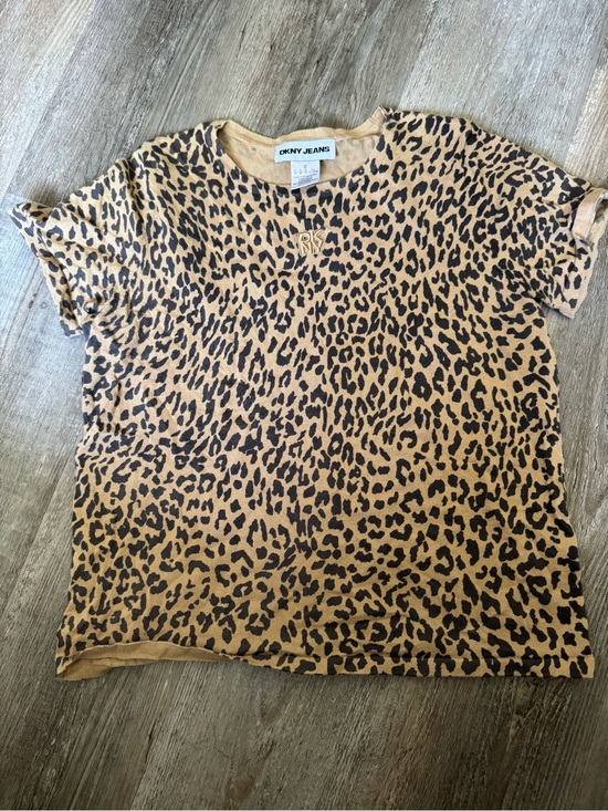 Dkny Tops - DKNY Leopard-Print Tee in Tan and Black